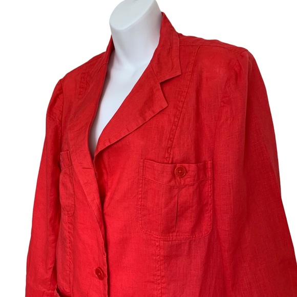 Lauren Ralph Lauren Red 100% Linen Blazer Jacket Sz 12 - Picture 3 of 6